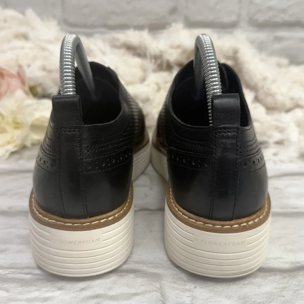 Cole Haan Øriginal Grand Black Platform Wingtip Oxford Shoes Womens Sz 9 B Nice!